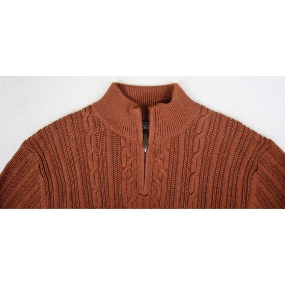 TASSO ELBA - MEN'S ORANGE 1/4 ZIP PULLOVER SWEATER - SIZE L - Picture 4 of 8